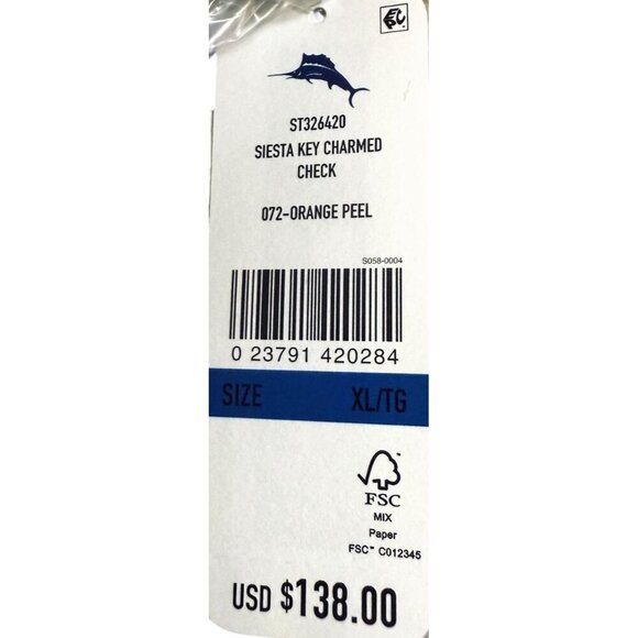 Tommy Bahama Mens Orange Blue Siesta Key Charmed Check Button Up Shirt Sz XL New - Picture 5 of 11